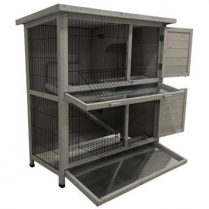 Two Storey Pet Hutch with Tray Natural and Grey